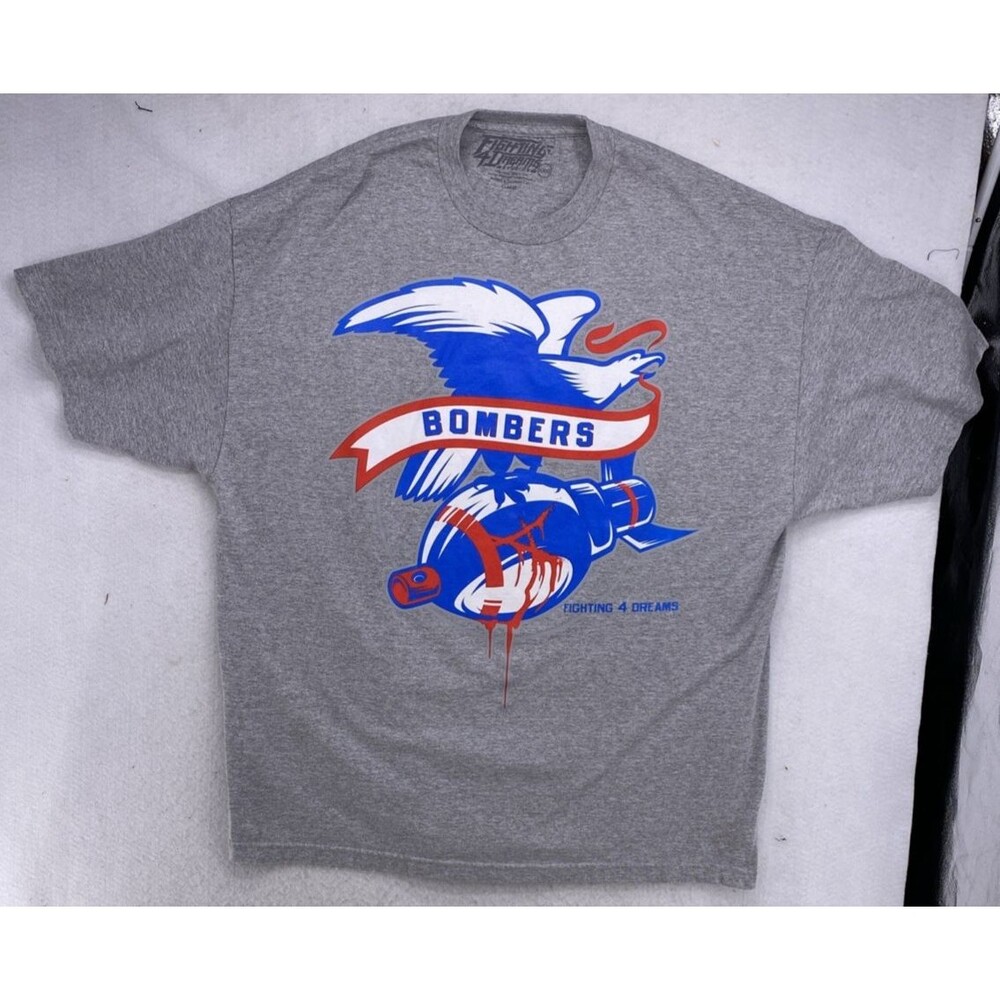 Fighting 4 Dreams Bombers T-Shirt XXXL Gray Eagle Graphic USA Made Streetwear
